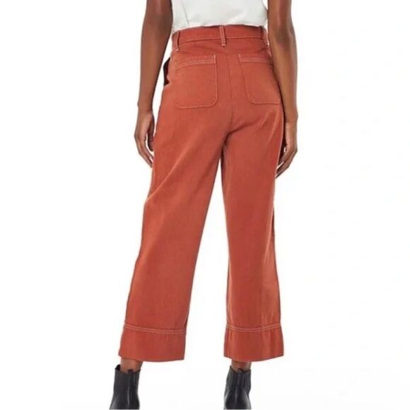 Roller Rabbit Elle Twill Wide Leg High Rise Cropped Pants Terra Cotta 10 NWT - Picture 3 of 16